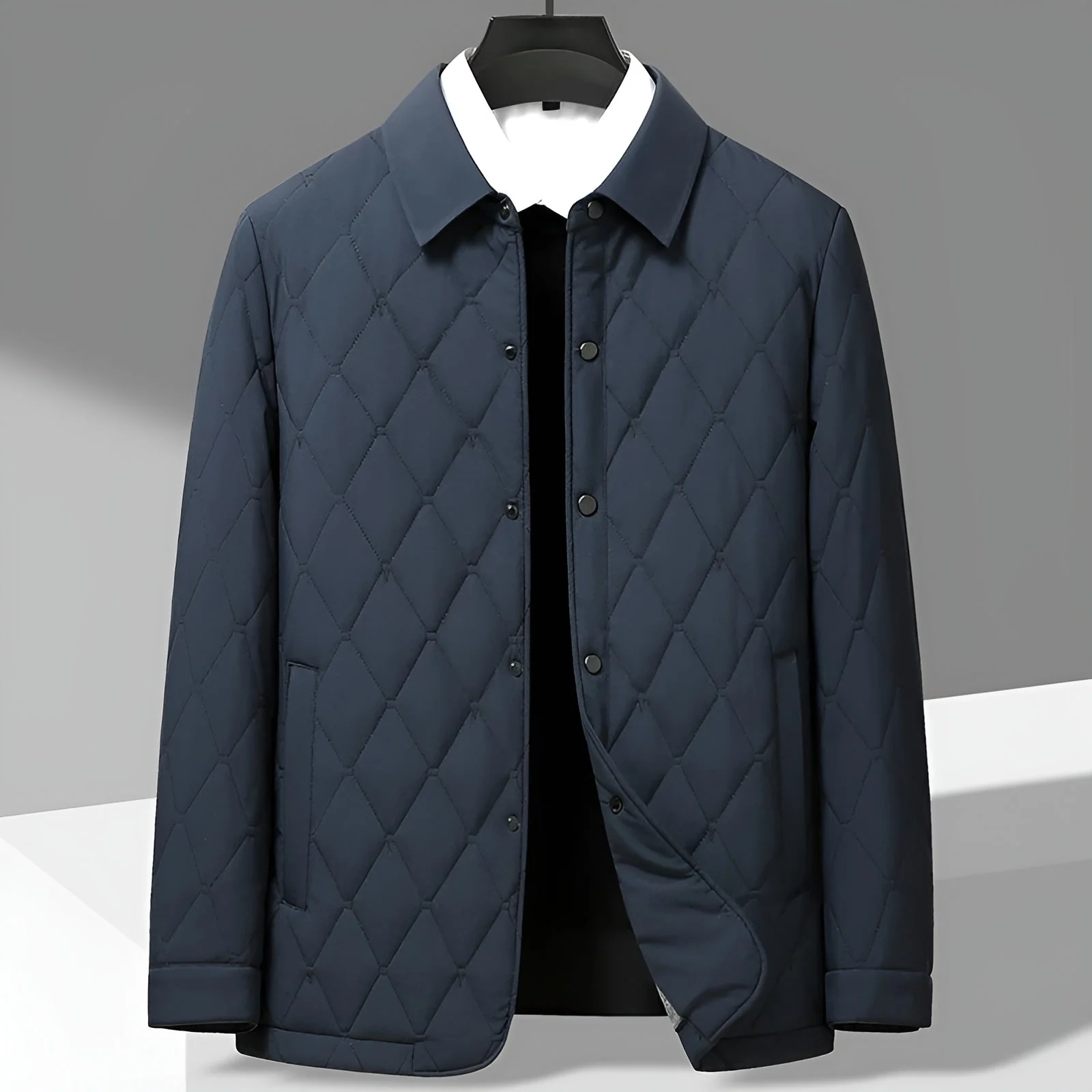 Scott | Men’s Spring Diamond Quilted Jacket with Shirt Collar - Image 5