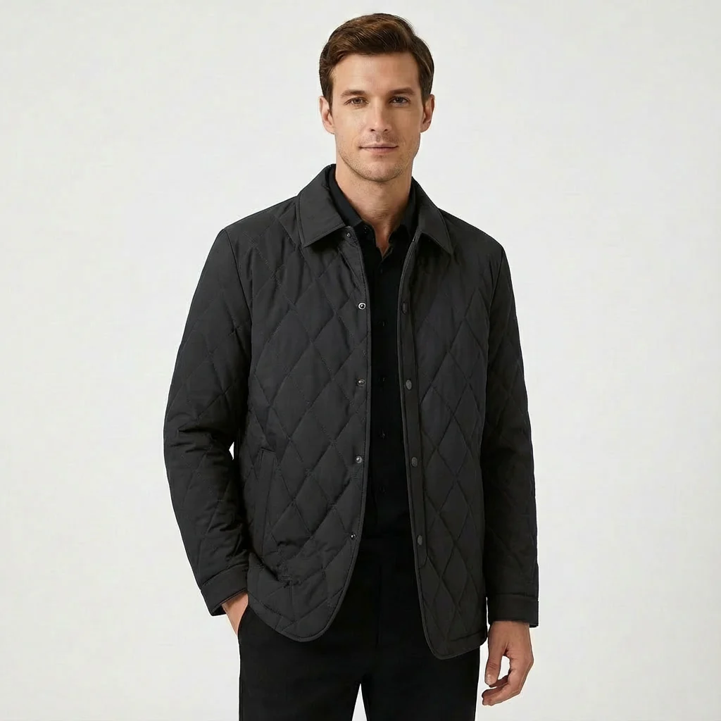 Scott | Men’s Spring Diamond Quilted Jacket with Shirt Collar - Image 8