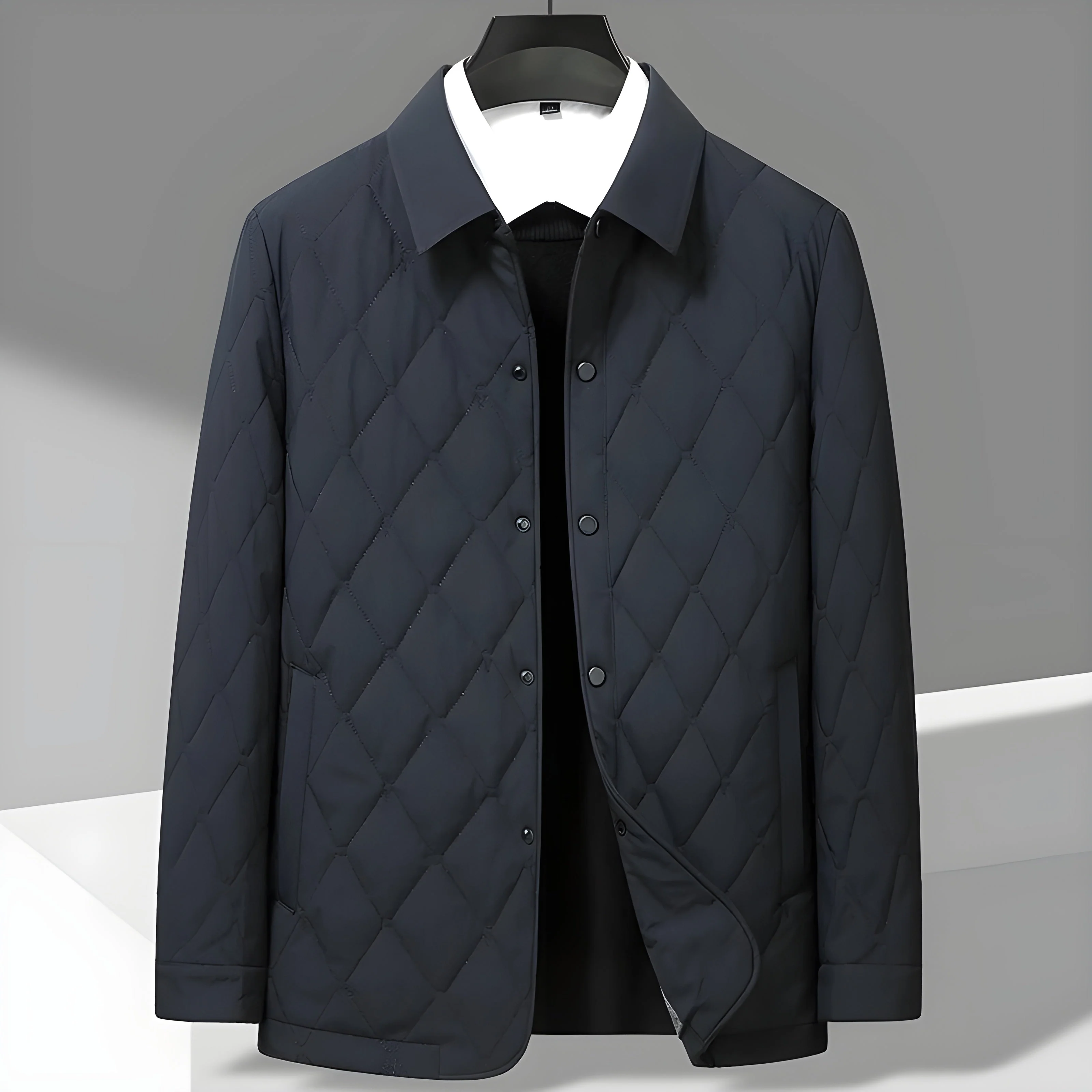 Scott | Men’s Spring Diamond Quilted Jacket with Shirt Collar - Image 9
