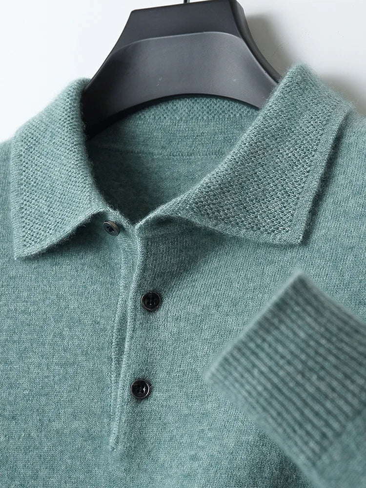 Sebastian | Men’s Casual Sweater Polo Shirt with Long Sleeve - Image 4