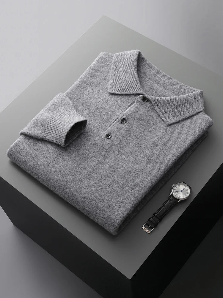 Sebastian | Men’s Casual Sweater Polo Shirt with Long Sleeve - Image 6