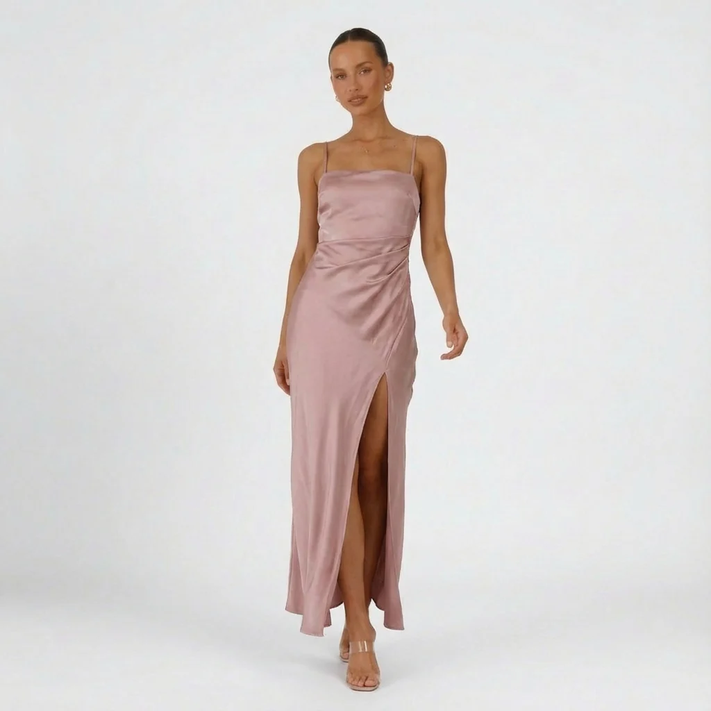 Sienna | Women’s Satin Maxi Prom Dress with Thigh Split - Image 5