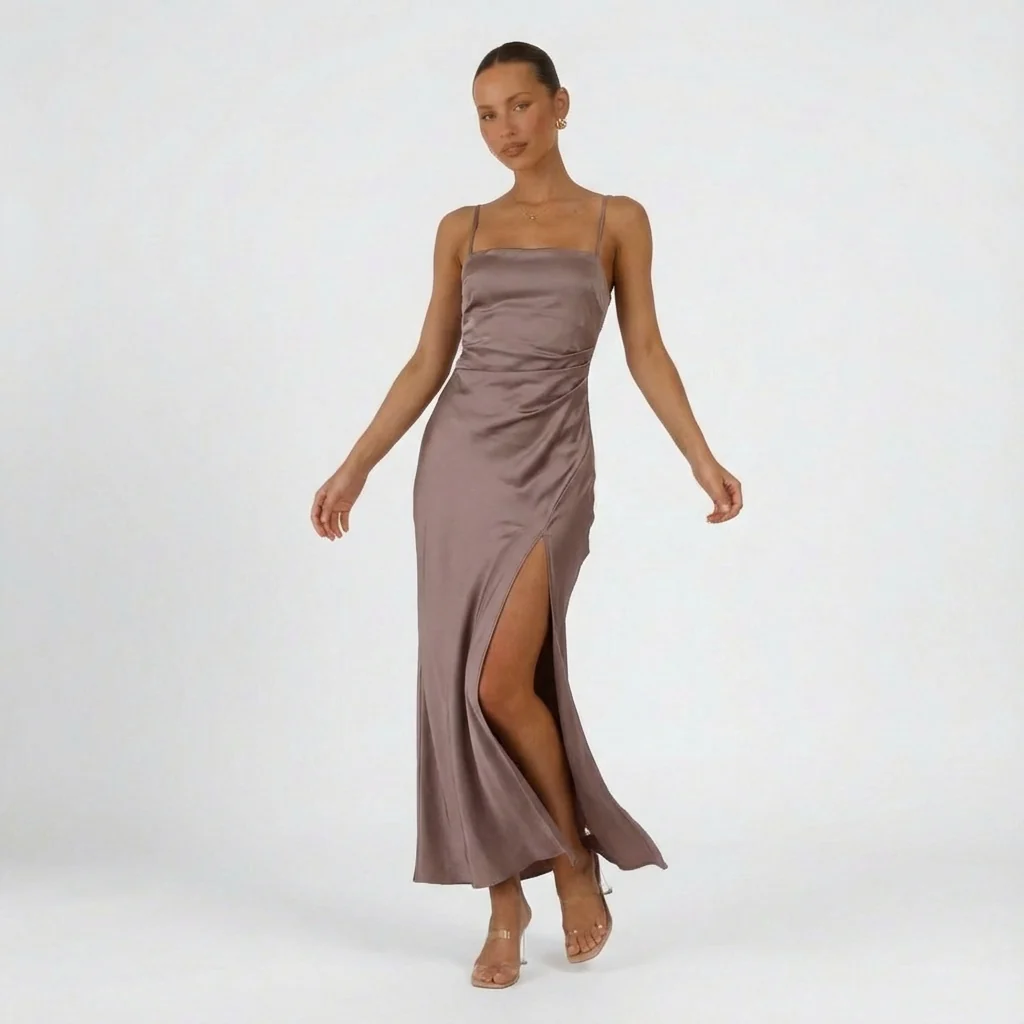 Sienna | Women’s Satin Maxi Prom Dress with Thigh Split - Image 6
