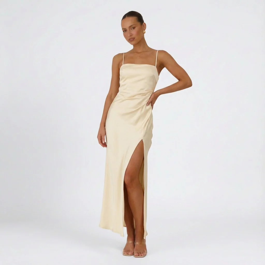 Sienna | Women’s Satin Maxi Prom Dress with Thigh Split - Image 7