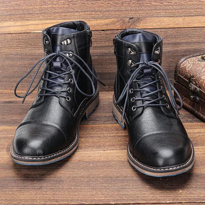 Sonny | Men’s Vintage Leather Ankle Boots with Lace-Up Front - Image 12