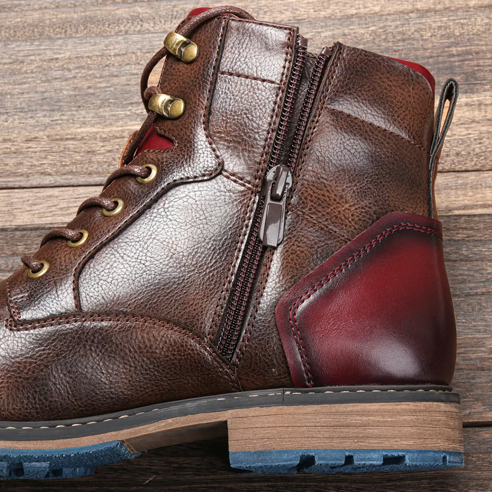 Sonny | Men’s Vintage Leather Ankle Boots with Lace-Up Front - Image 3