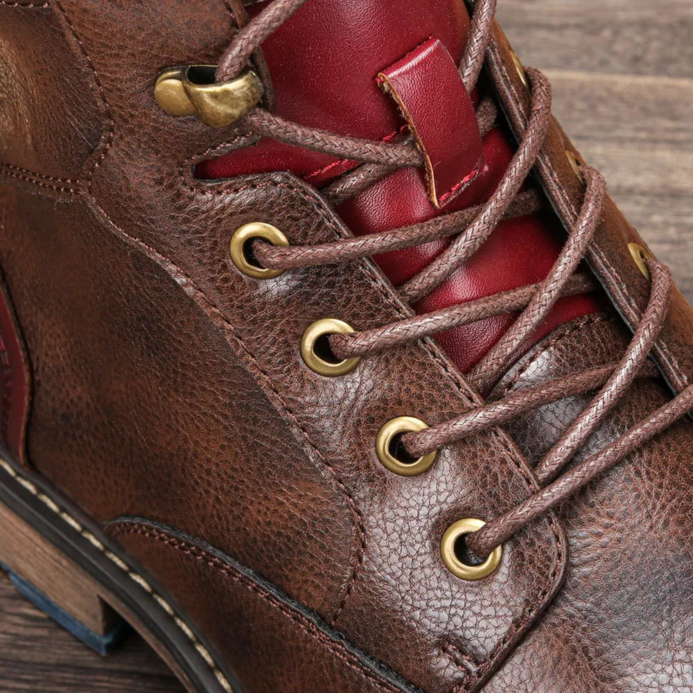Sonny | Men’s Vintage Leather Ankle Boots with Lace-Up Front - Image 4