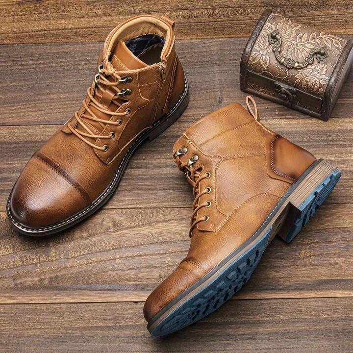 Sonny | Men’s Vintage Leather Ankle Boots with Lace-Up Front - Image 5