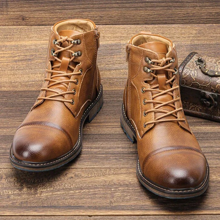 Sonny | Men’s Vintage Leather Ankle Boots with Lace-Up Front - Image 6