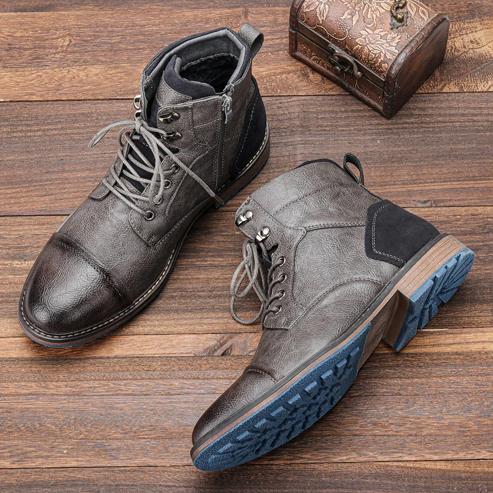 Sonny | Men’s Vintage Leather Ankle Boots with Lace-Up Front - Image 8