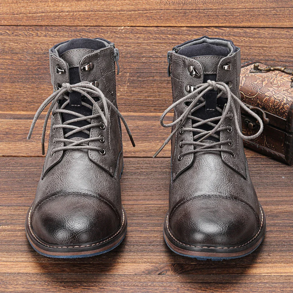 Sonny | Men’s Vintage Leather Ankle Boots with Lace-Up Front - Image 9