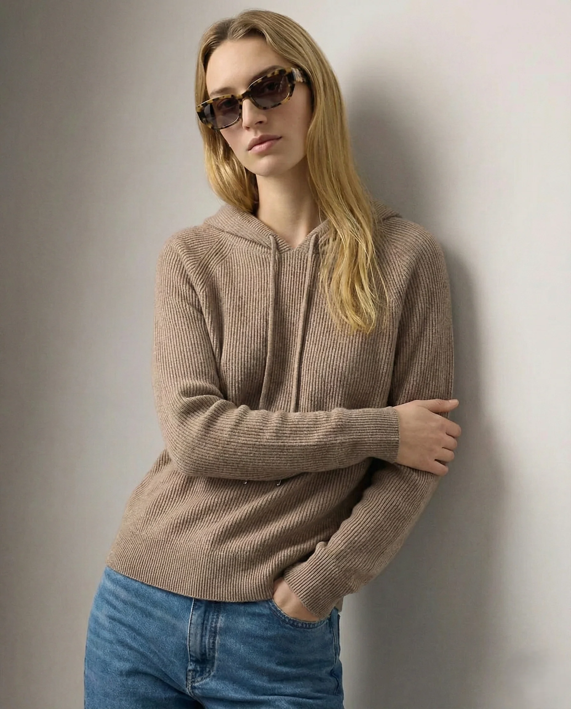 Sophie | Women’s Relaxed Ribbed Hoodie with Drawstring Hood - Image 10