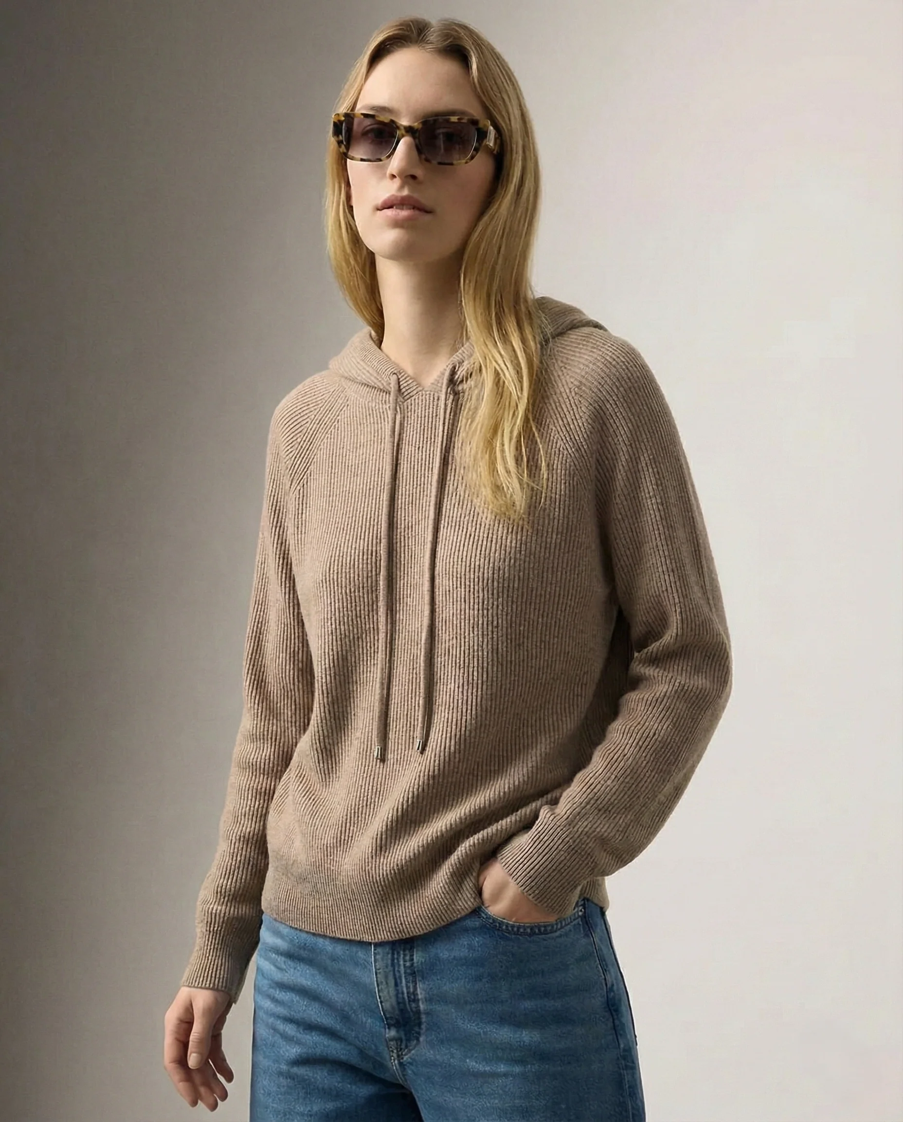 Sophie | Women’s Relaxed Ribbed Hoodie with Drawstring Hood - Image 11