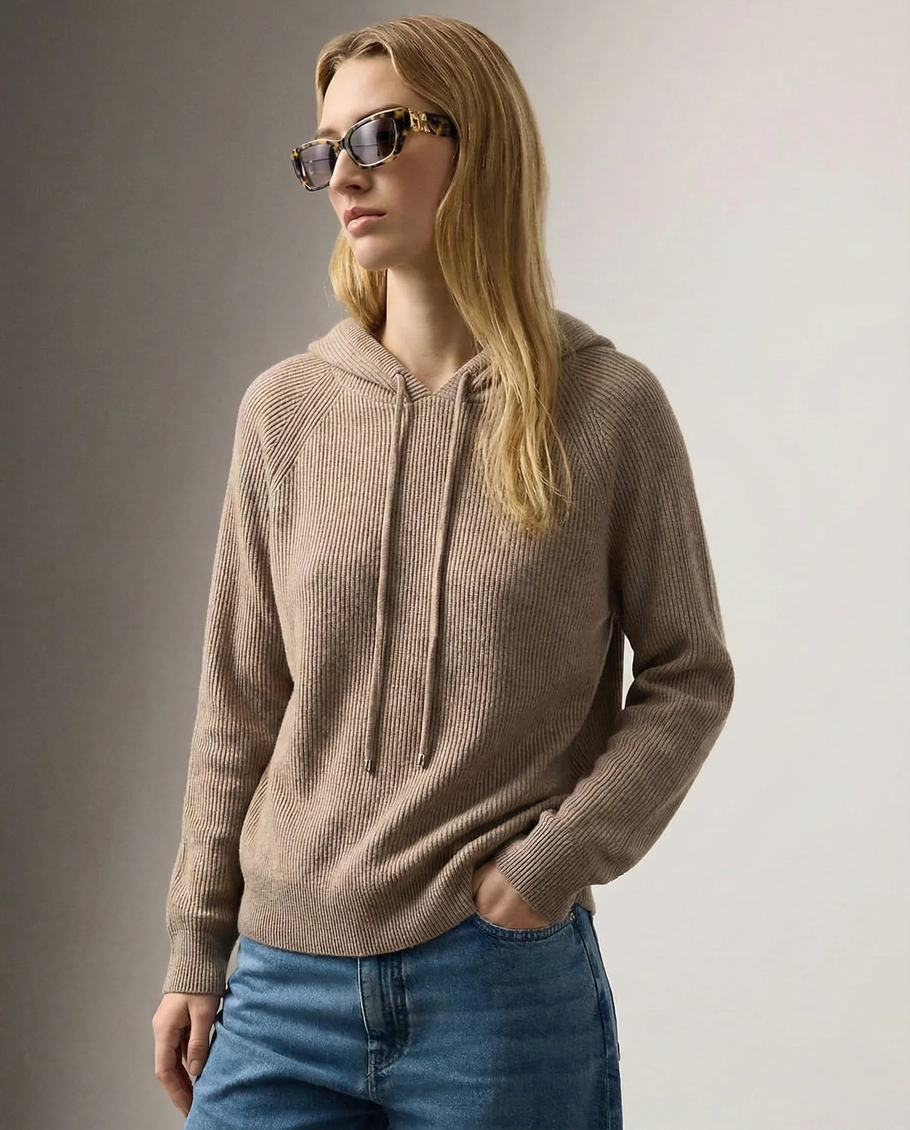 Sophie | Women’s Relaxed Ribbed Hoodie with Drawstring Hood - Image 12