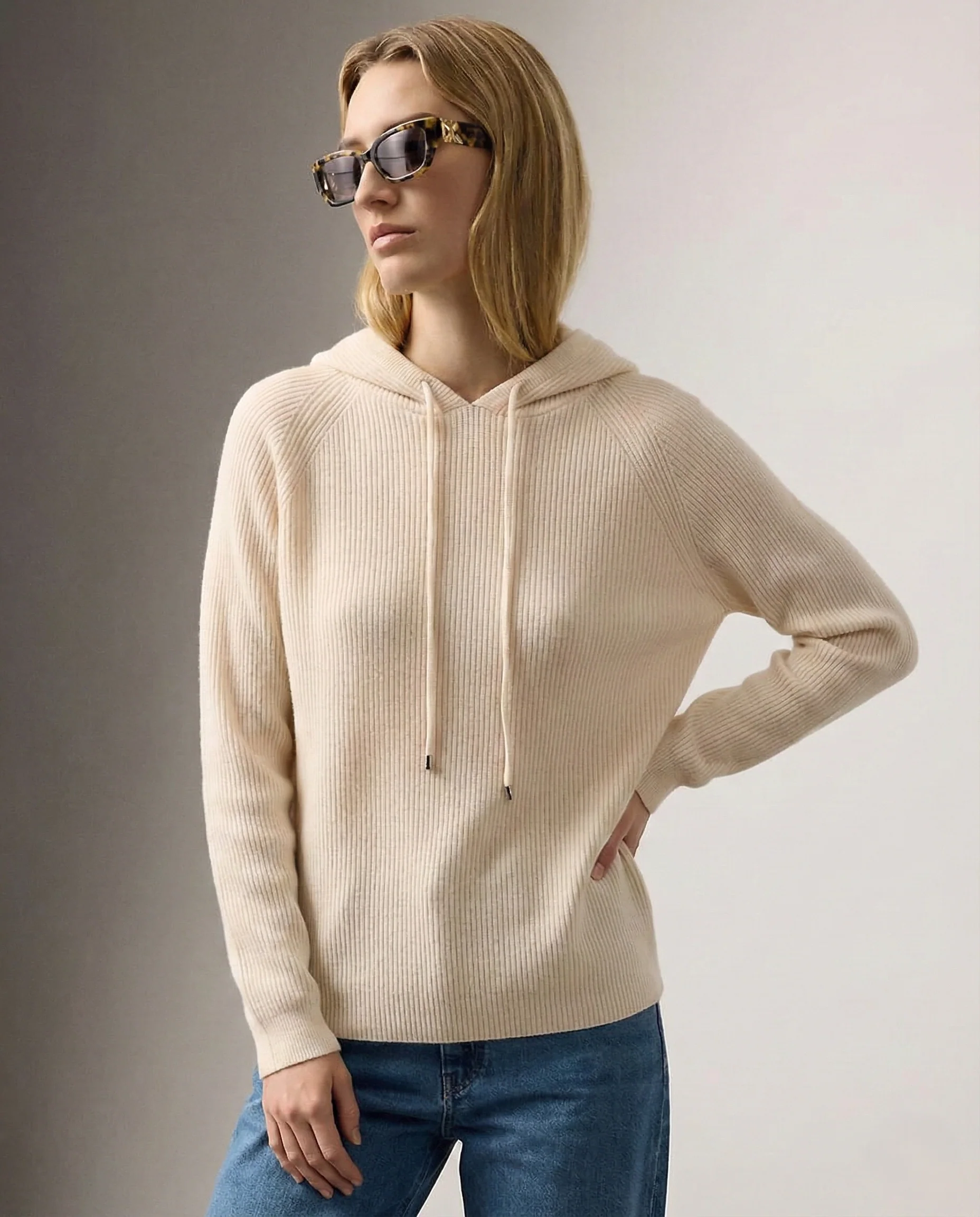 Sophie | Women’s Relaxed Ribbed Hoodie with Drawstring Hood - Image 4