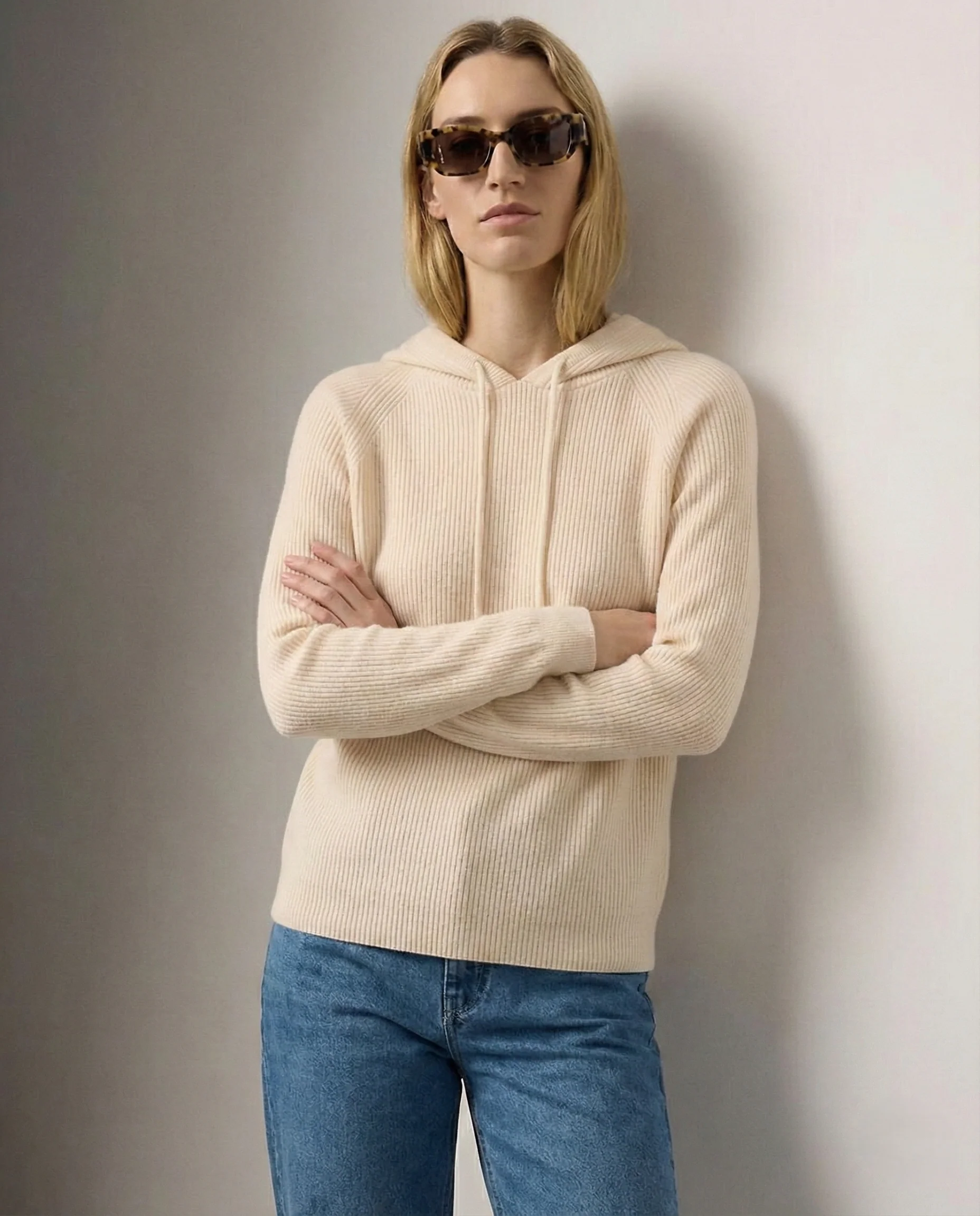 Sophie | Women’s Relaxed Ribbed Hoodie with Drawstring Hood - Image 5