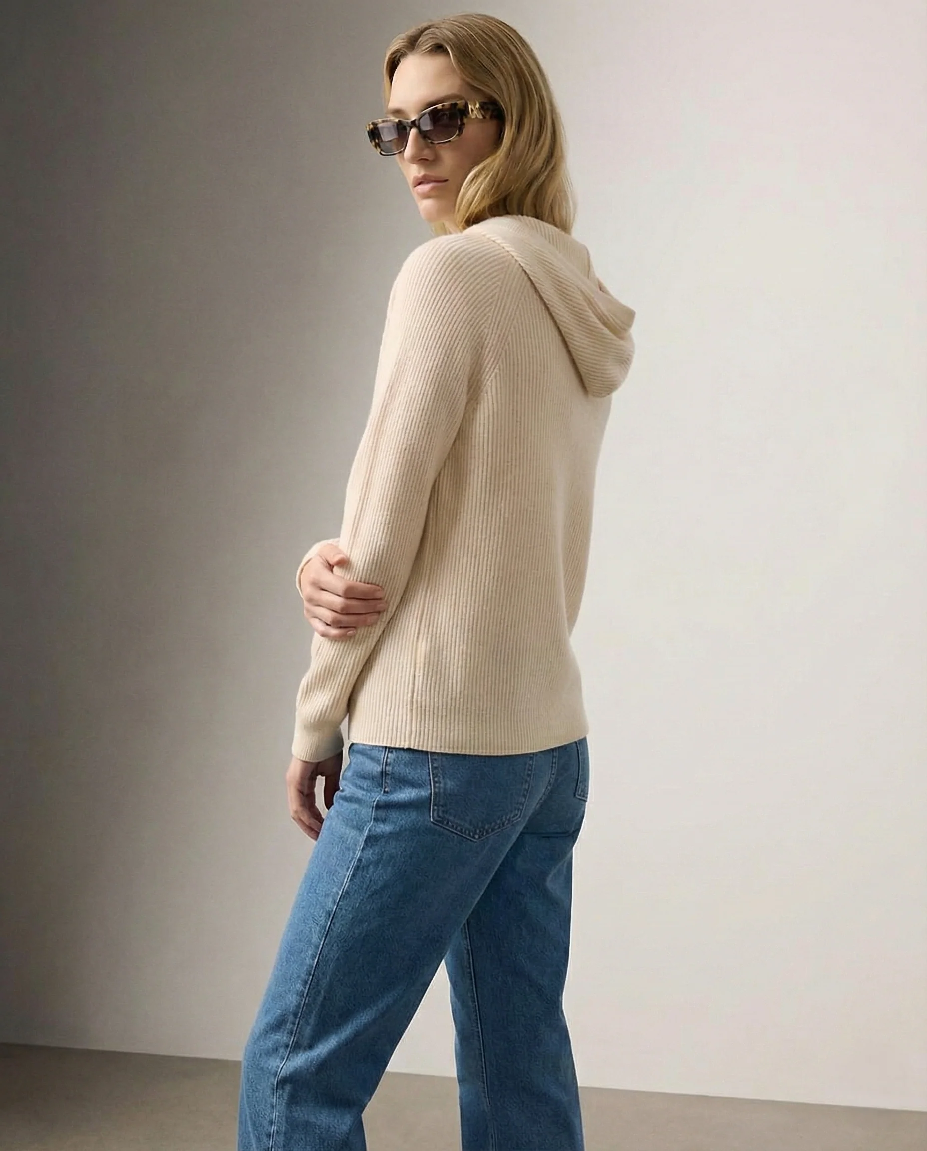 Sophie | Women’s Relaxed Ribbed Hoodie with Drawstring Hood - Image 6
