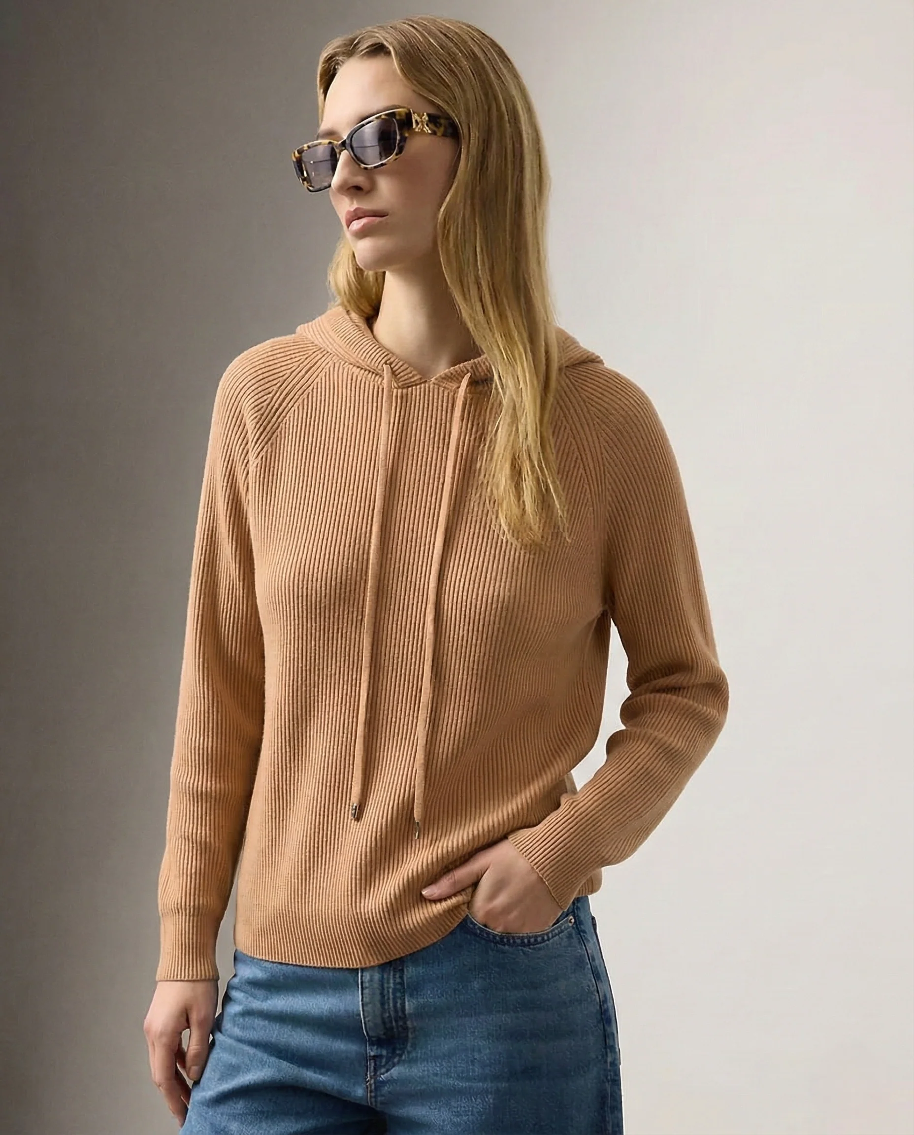 Sophie | Women’s Relaxed Ribbed Hoodie with Drawstring Hood - Image 7