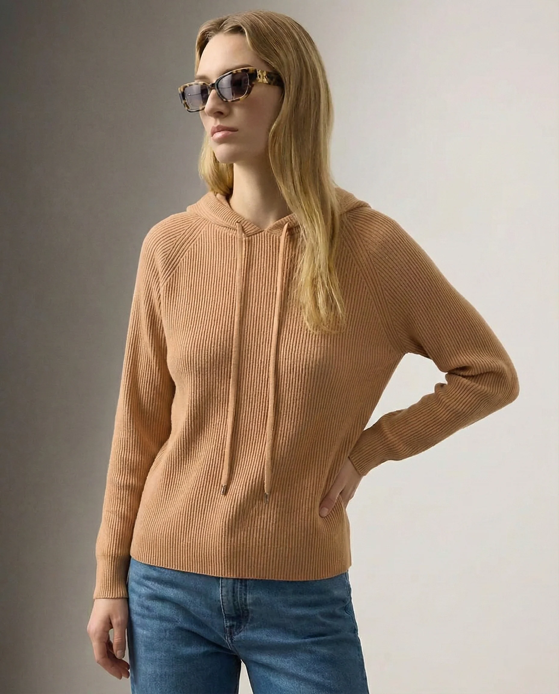 Sophie | Women’s Relaxed Ribbed Hoodie with Drawstring Hood - Image 8