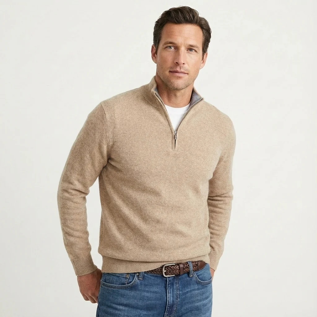 Theo | Men’s Classic Zip-Neck Jumper with Quarter-Zip Collar - Image 10