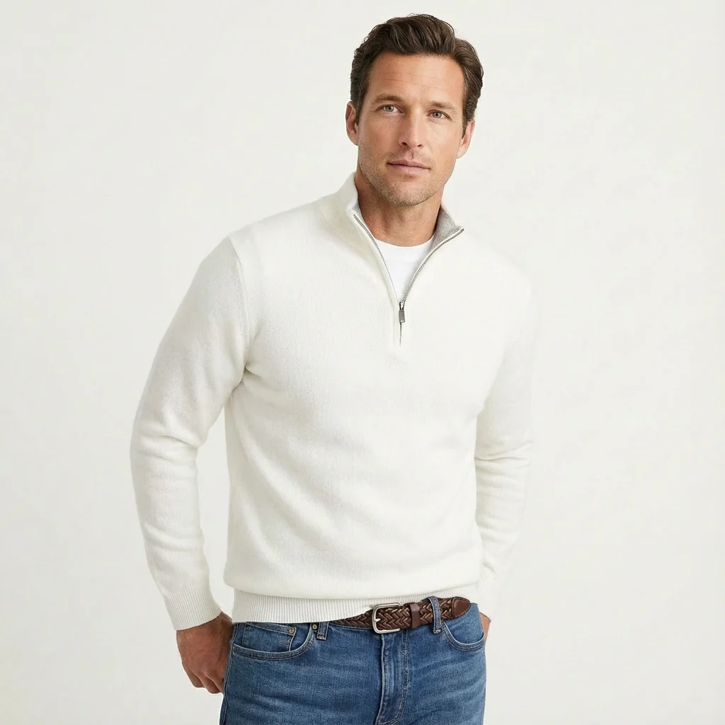 Theo | Men’s Classic Zip-Neck Jumper with Quarter-Zip Collar - Image 7