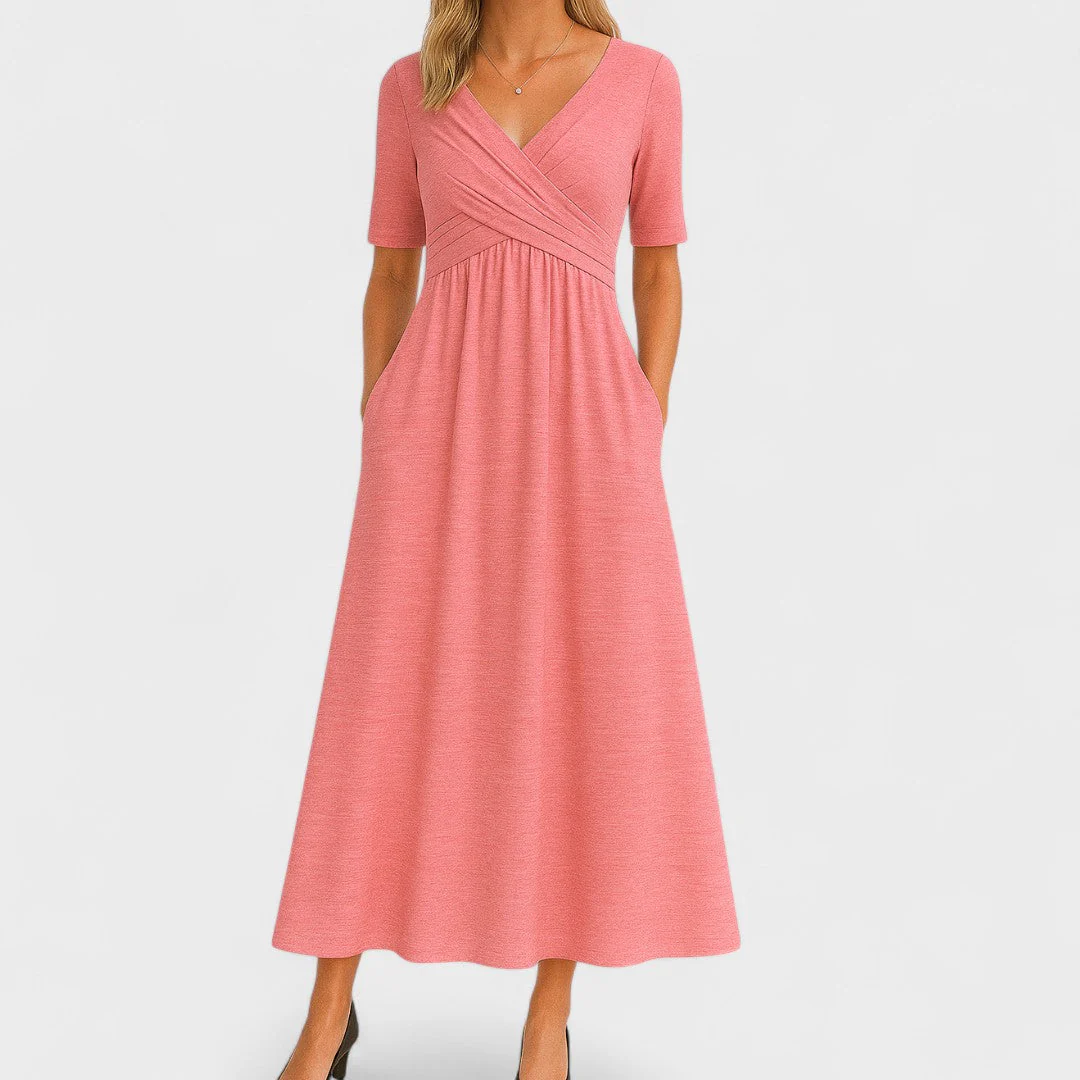 Violet | Women’s Wrap Midi Wedding Guest Dress with Pockets - Image 10