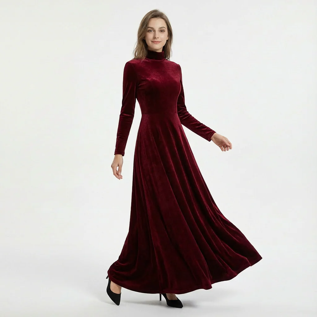 Women’s Velvet Long Sleeve Maxi Dress - Image 5