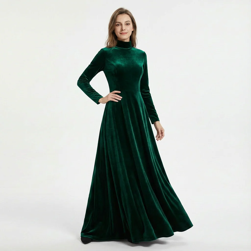 Women’s Velvet Long Sleeve Maxi Dress - Image 6