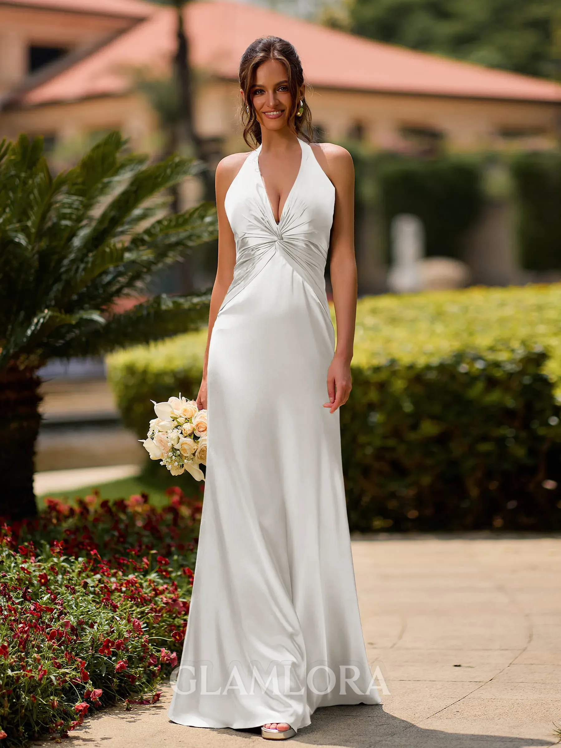 Wren | Women’s Modern Maxi Bridesmaid Dress with Halter Neck - Image 3